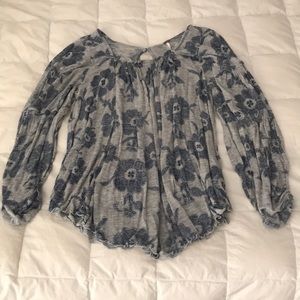 Free People Blue Flower Blouse